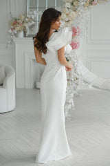 Elegant One Shoulder Feather Dress Bicotone