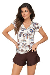 Charming Floral Short Sleeve Pajamas Donna