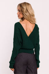 Elegant Wrap-Over Ribbed Sweater Moe