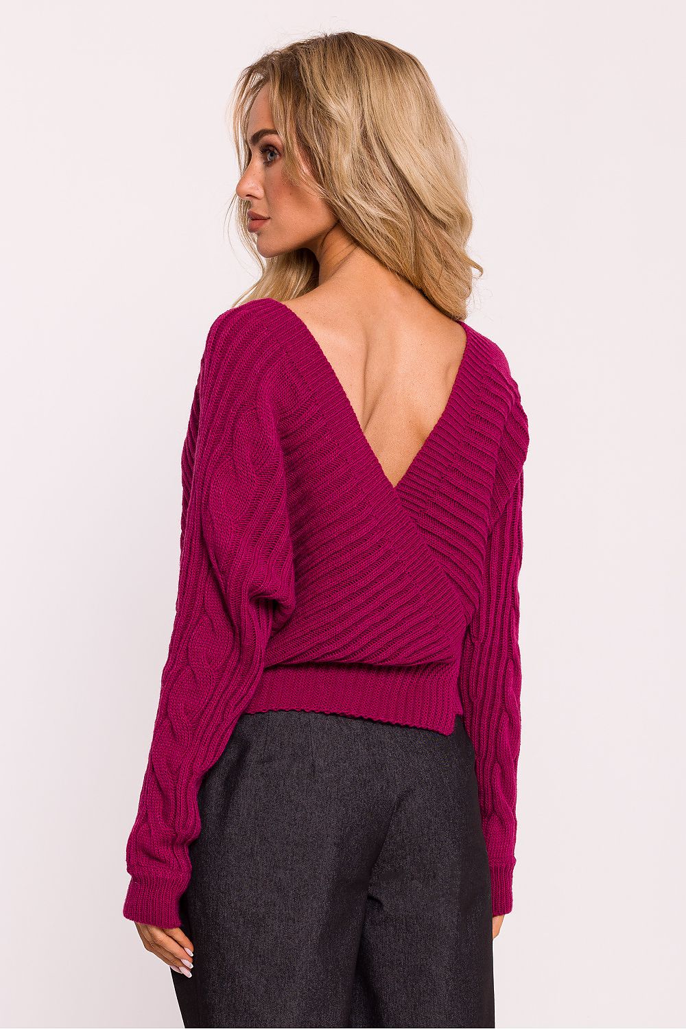 Elegant Wrap-Over Ribbed Sweater Moe