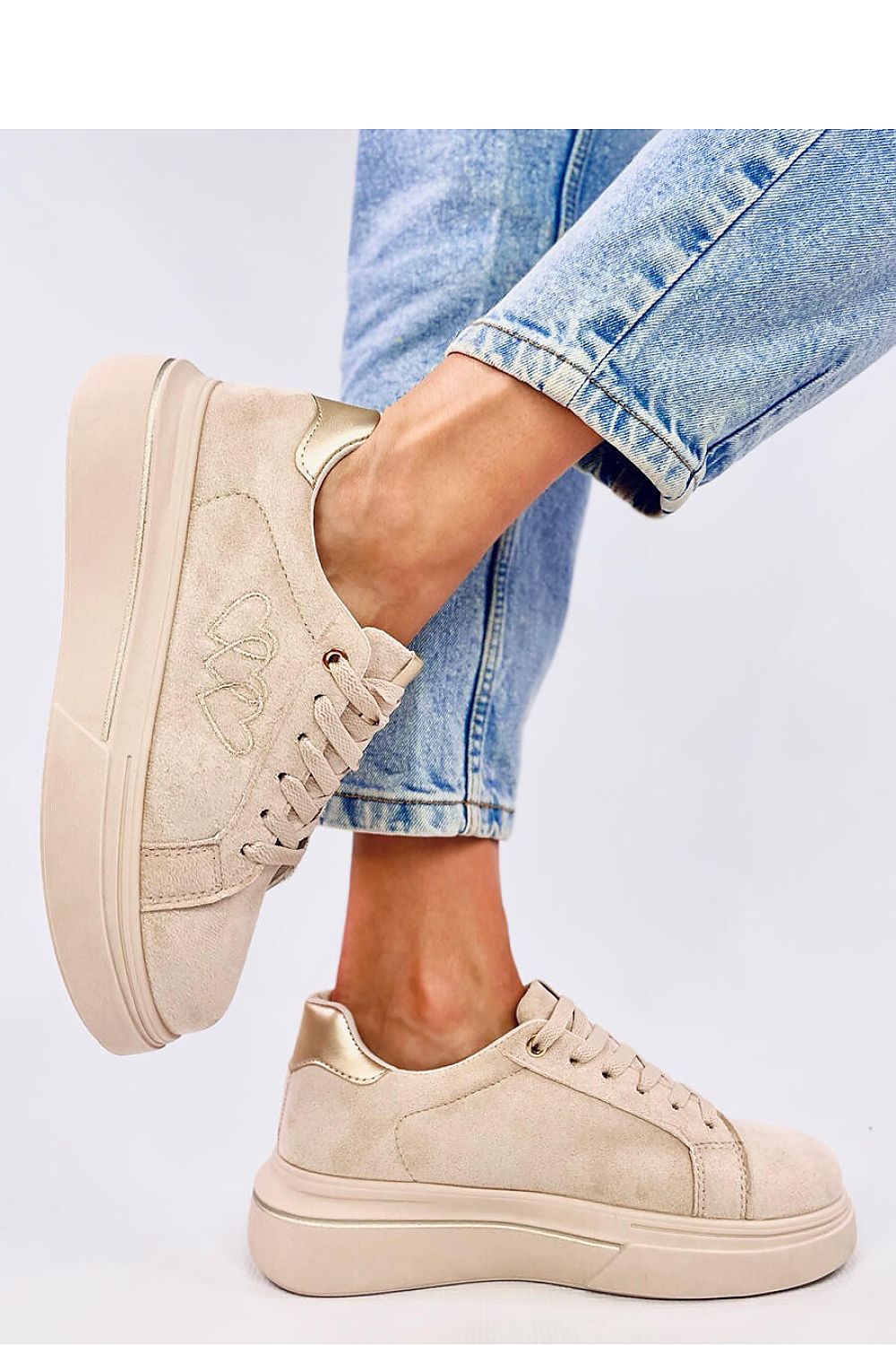 Pastel Heart Embellished Sneakers Inello