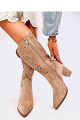 Elegant Heeled Open-Work Boots Inello