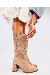 Elegant Heeled Open-Work Boots Inello