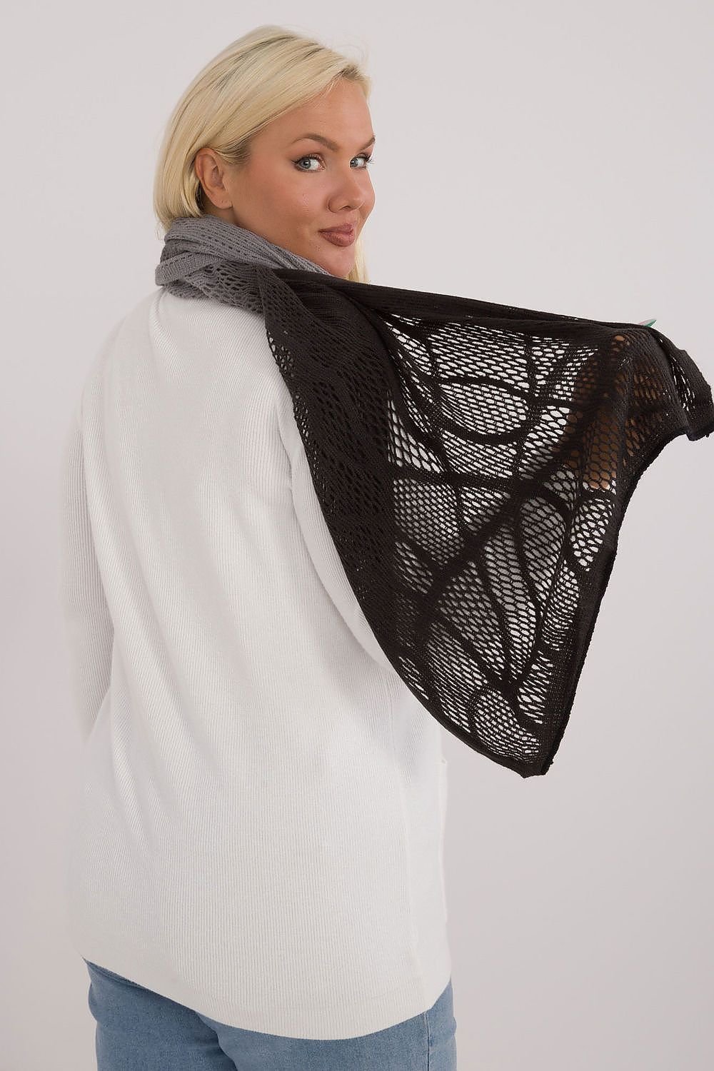 Elegant Openwork Scarf Cotton Wool Blend