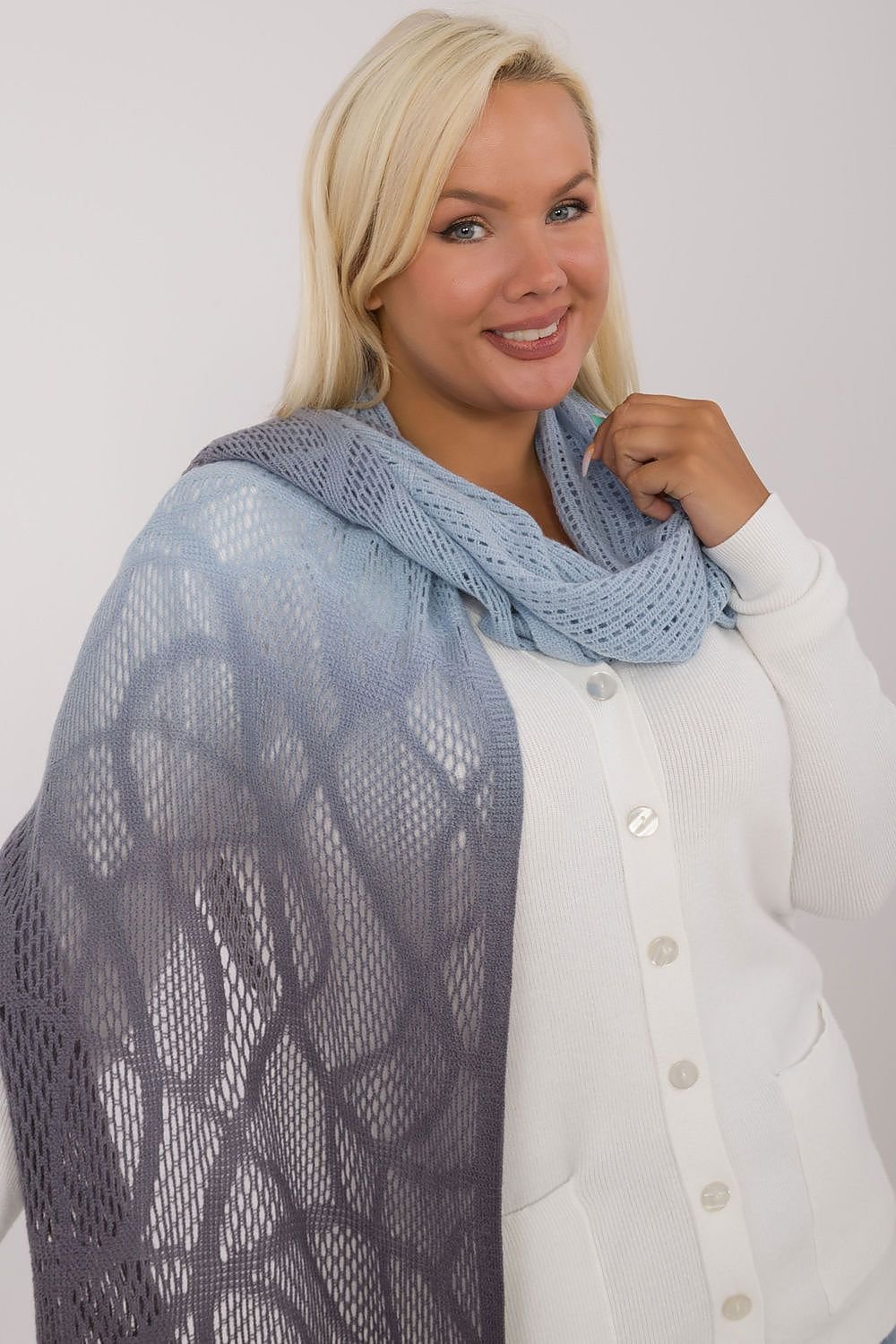 Elegant Openwork Scarf Cotton Wool Blend