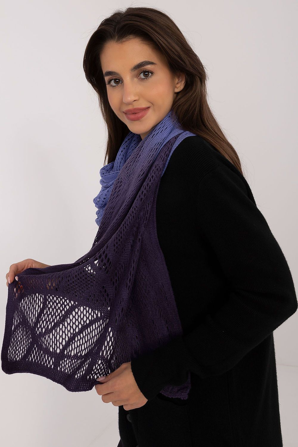 Elegant Openwork Scarf Cotton Wool Blend