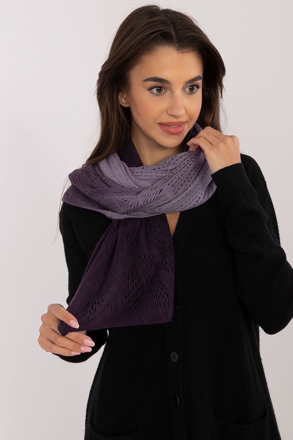 Elegant Openwork Scarf Cotton Wool Blend