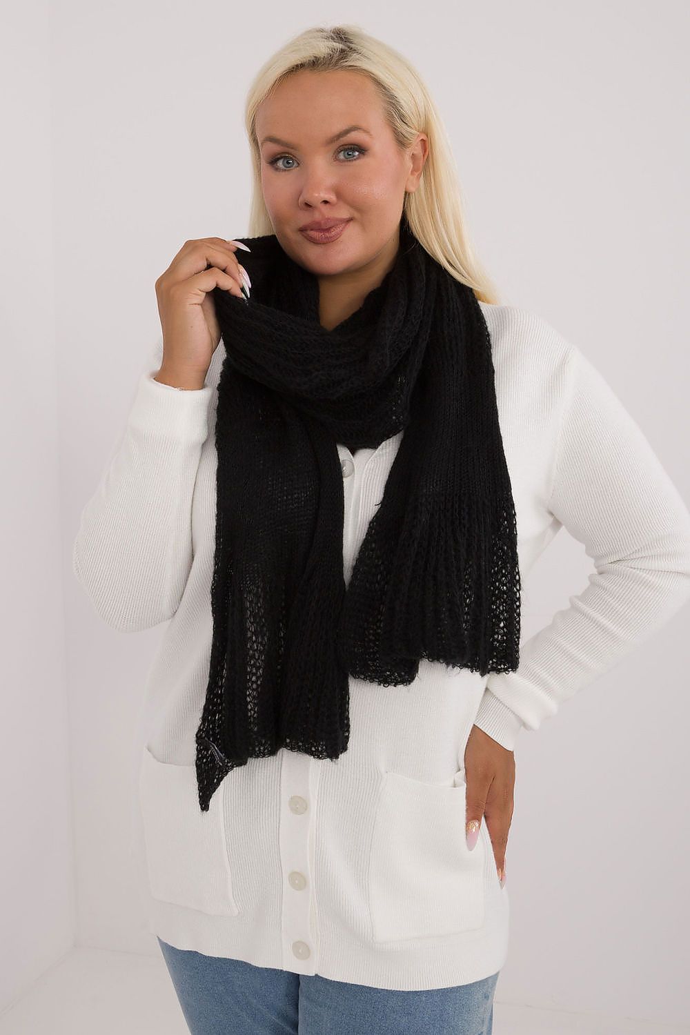 Soft Wool And Cotton Knitted Scarf