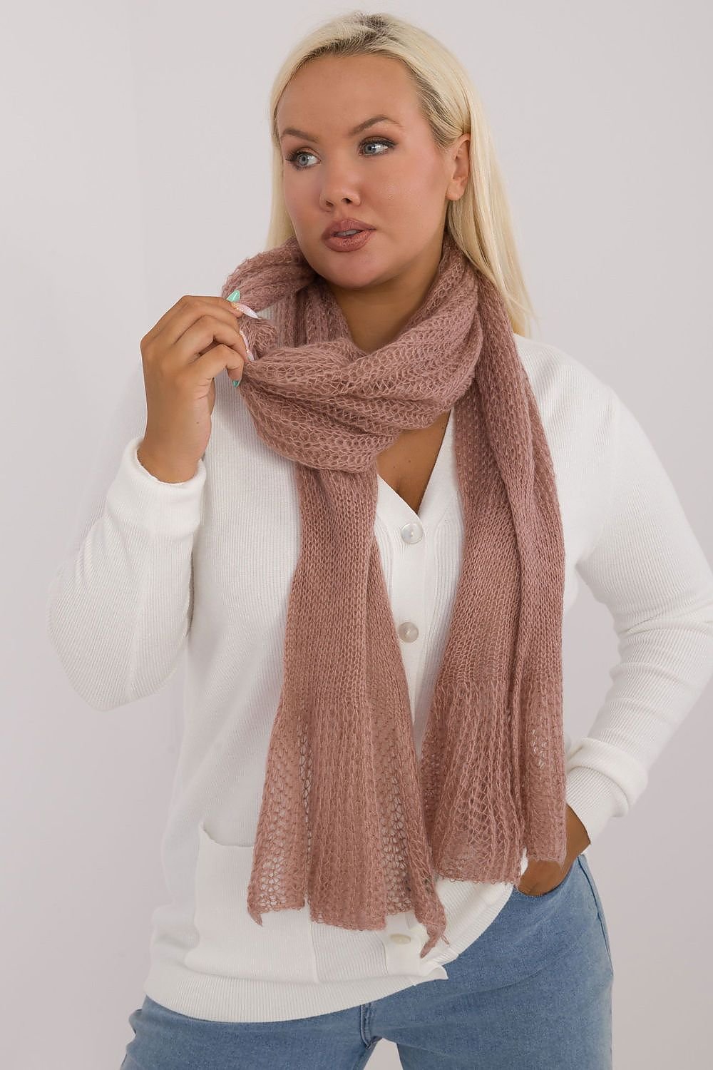 Soft Wool And Cotton Knitted Scarf