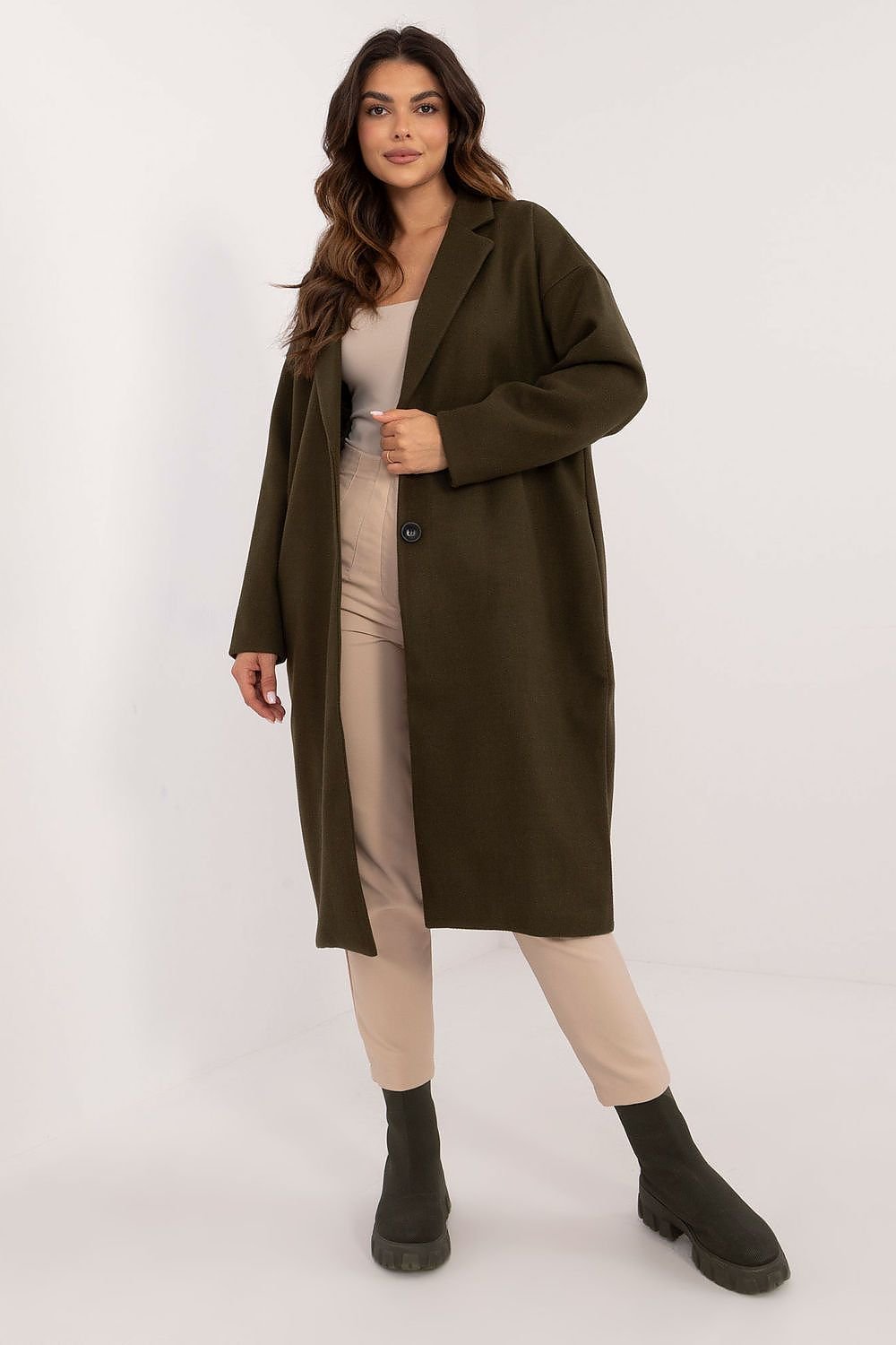 Elegant Over-The-Knee Button-Closure Coat Och Bella