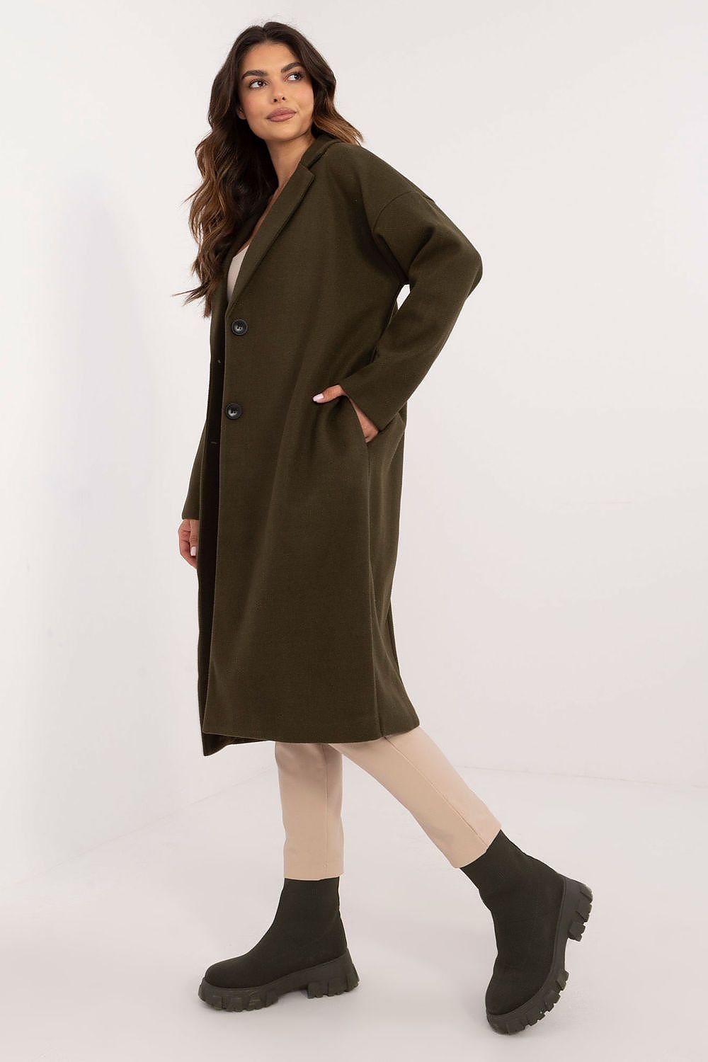 Elegant Over-The-Knee Button-Closure Coat Och Bella