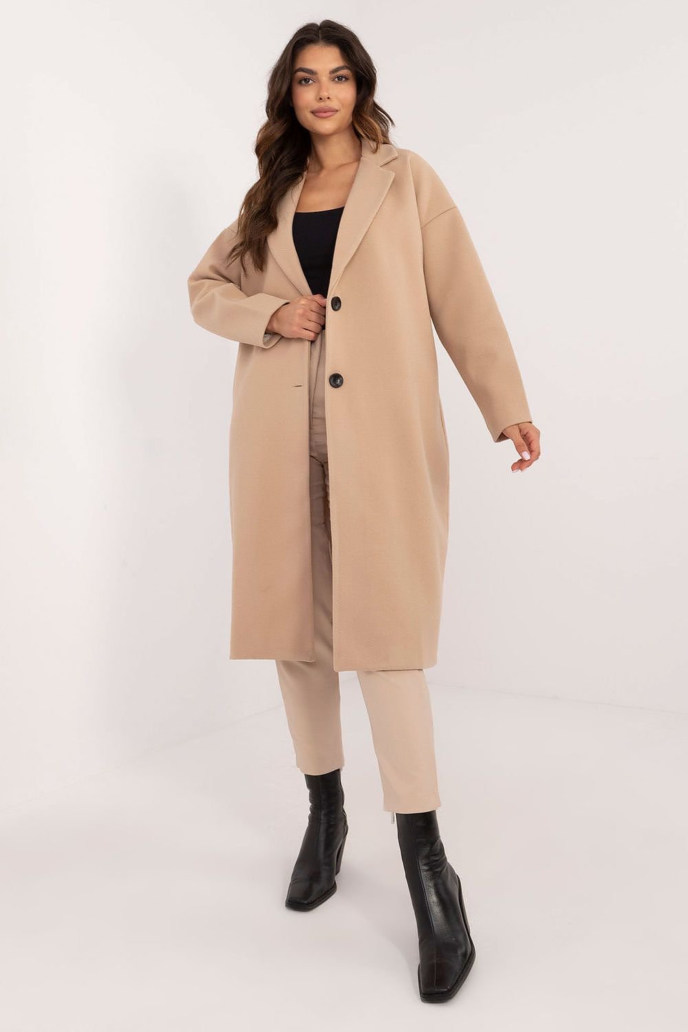 Elegant Over-The-Knee Button-Closure Coat Och Bella