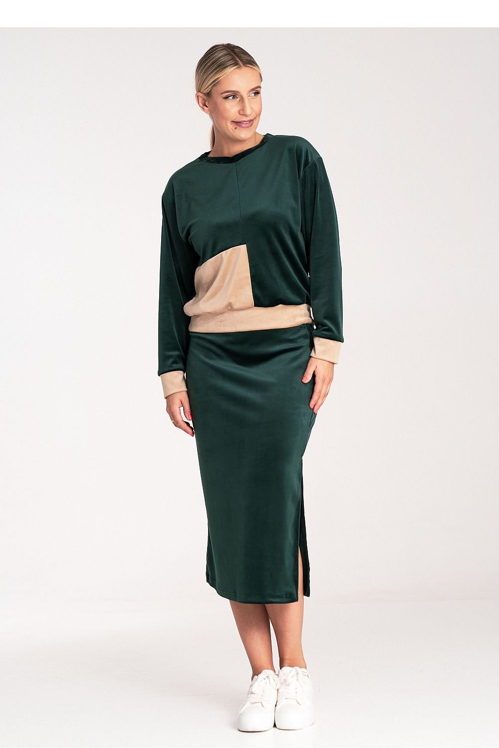 Chic Velour Blouse And Pencil Skirt Figl