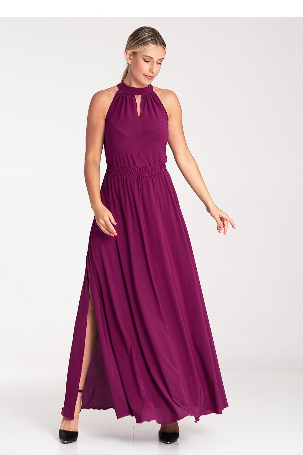 Charming Maxi Dress With Pearl Clasp Figl