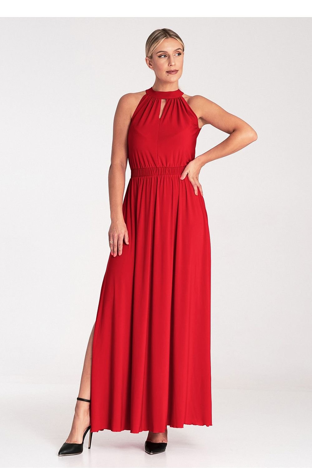 Charming Maxi Dress With Pearl Clasp Figl