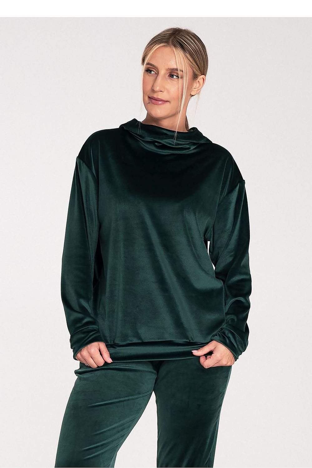 Velour Hooded Green Sweatshirt Figl