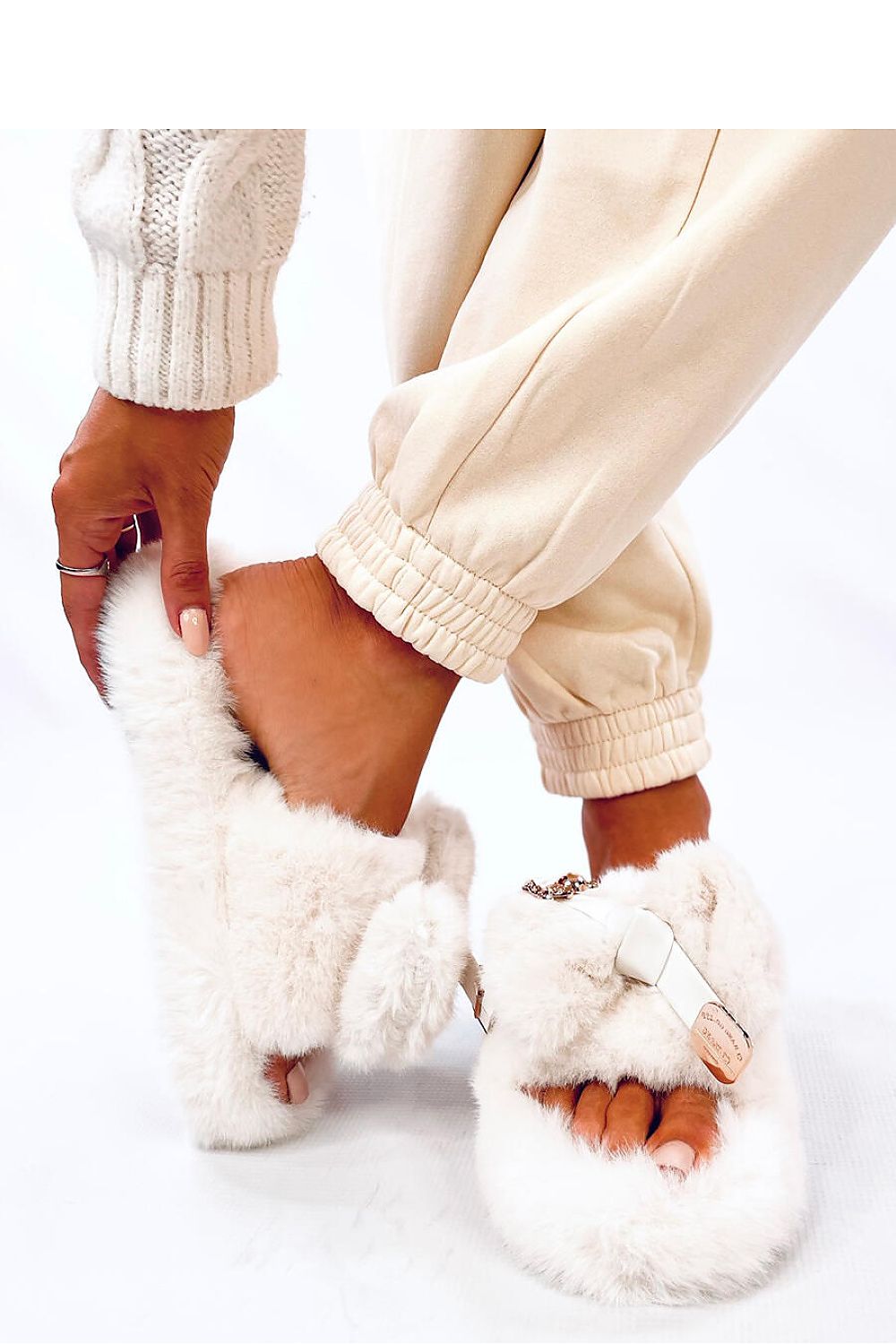 Fur Open Toe Slippers Inello