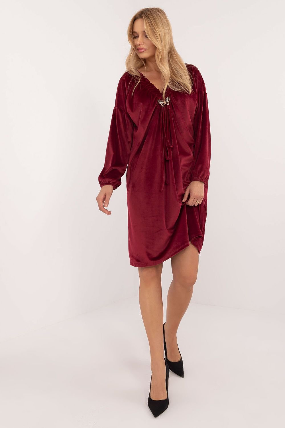 Elegant Velour Everyday Dress Italy Moda