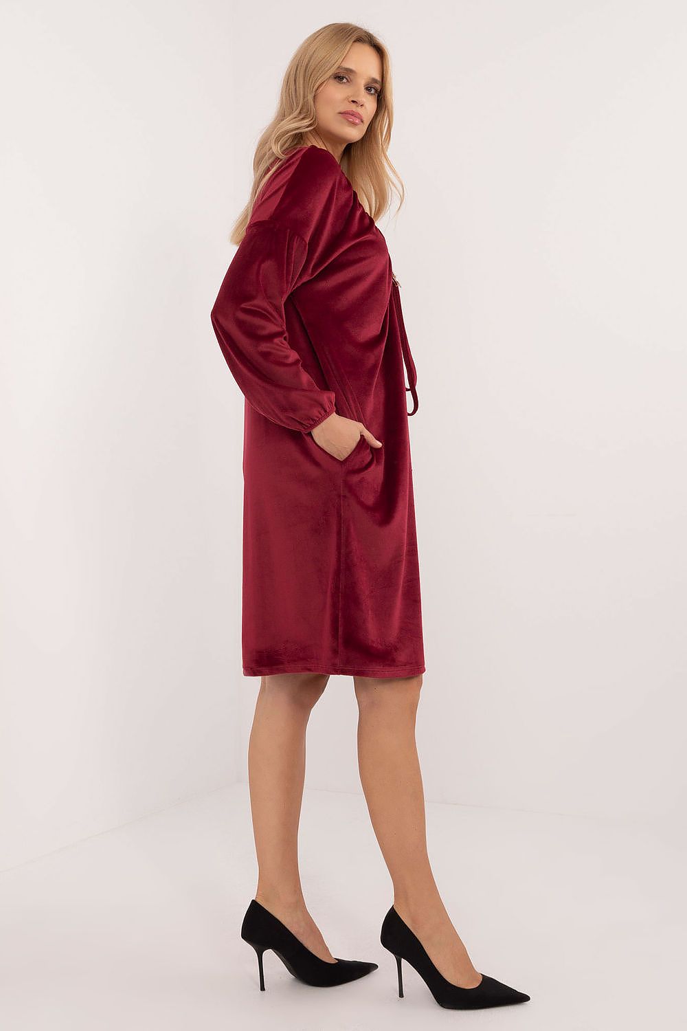 Elegant Velour Everyday Dress Italy Moda