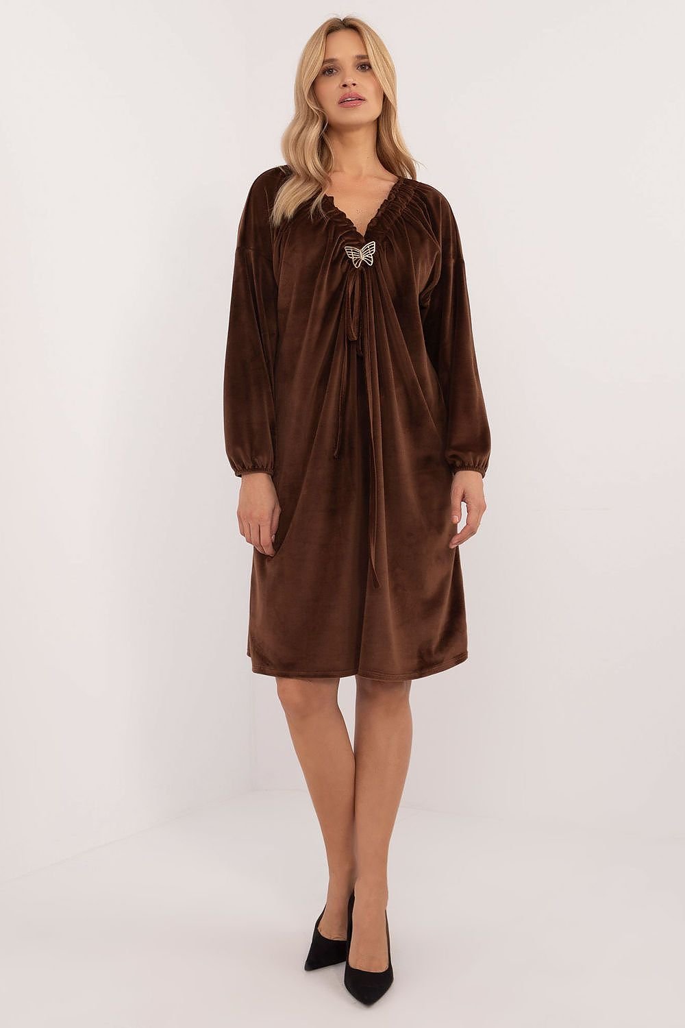 Elegant Velour Everyday Dress Italy Moda