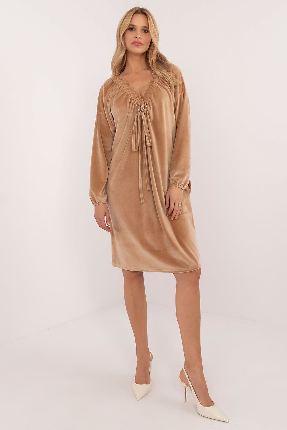 Elegant Velour Everyday Dress Italy Moda