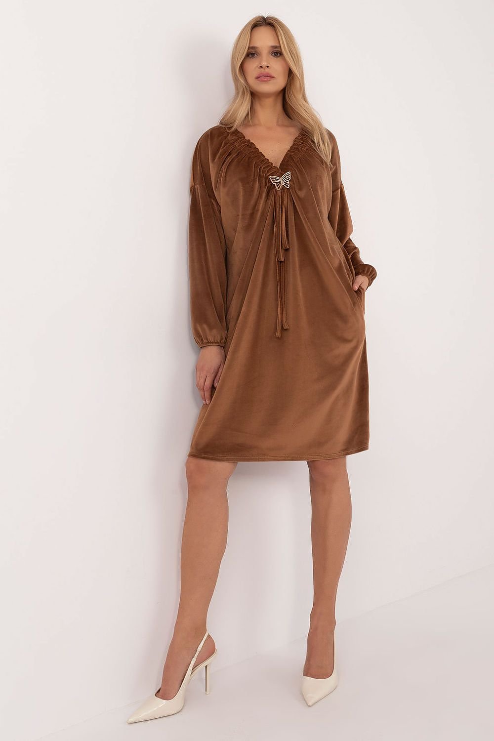 Elegant Velour Everyday Dress Italy Moda