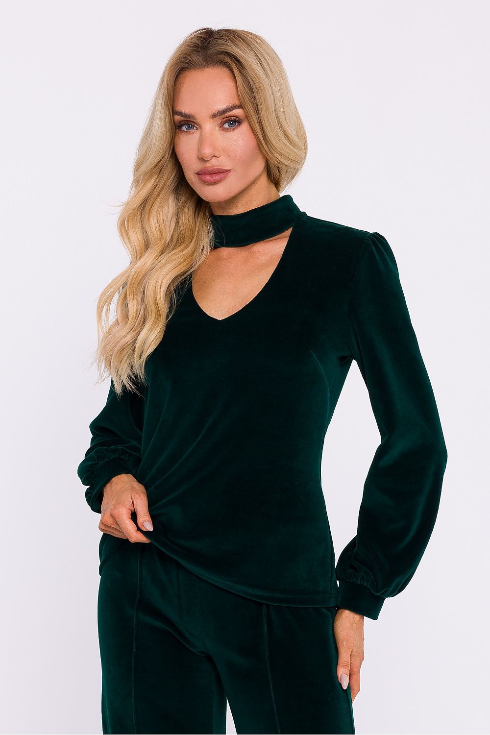 Elegant Velour Knit Halter Blouse Moe