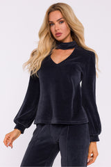 Elegant Velour Knit Halter Blouse Moe