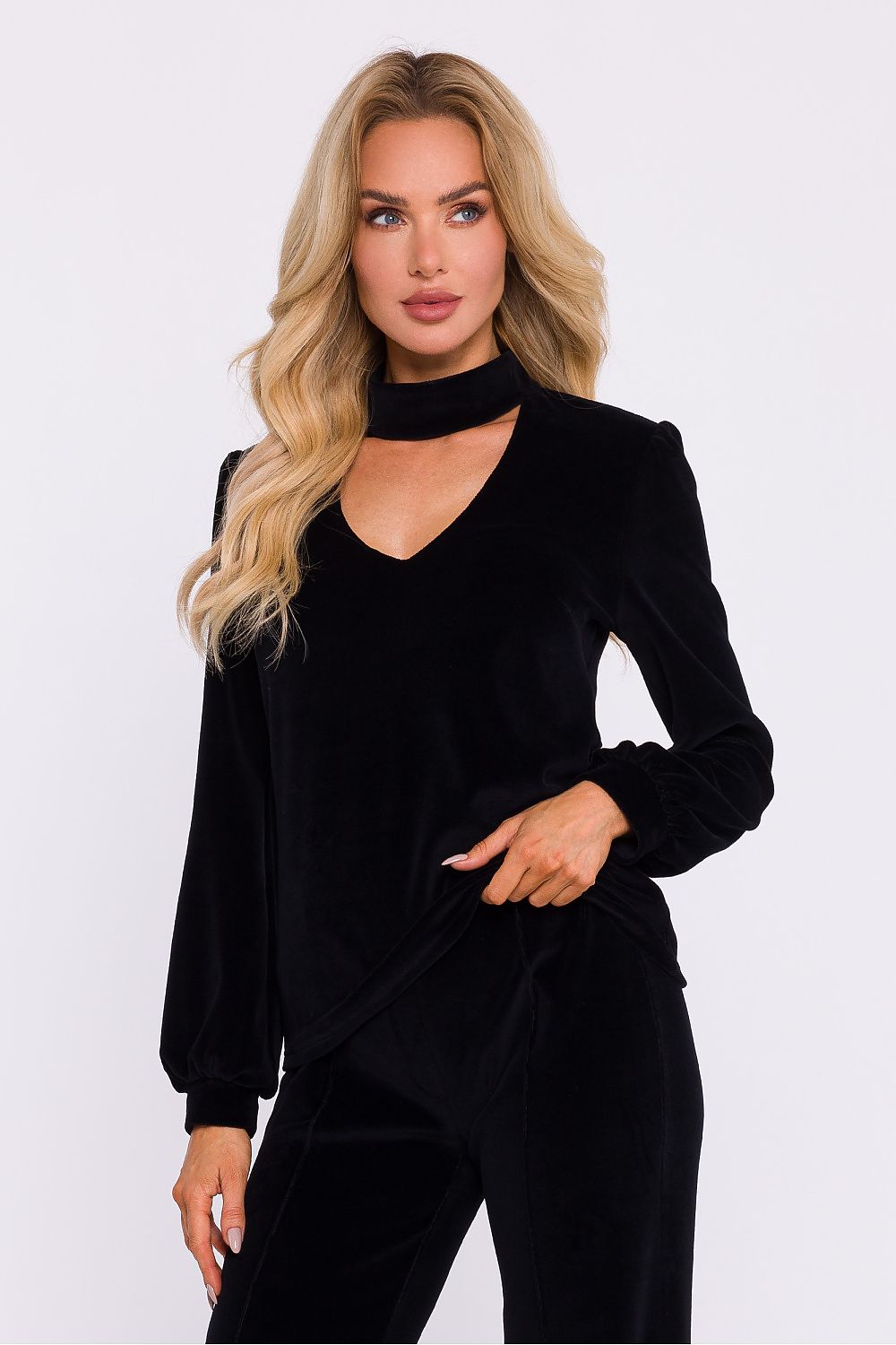 Elegant Velour Knit Halter Blouse Moe