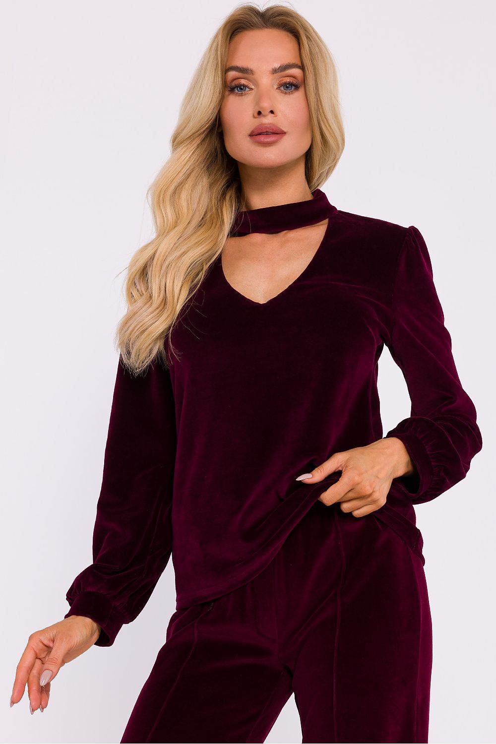 Elegant Velour Knit Halter Blouse Moe