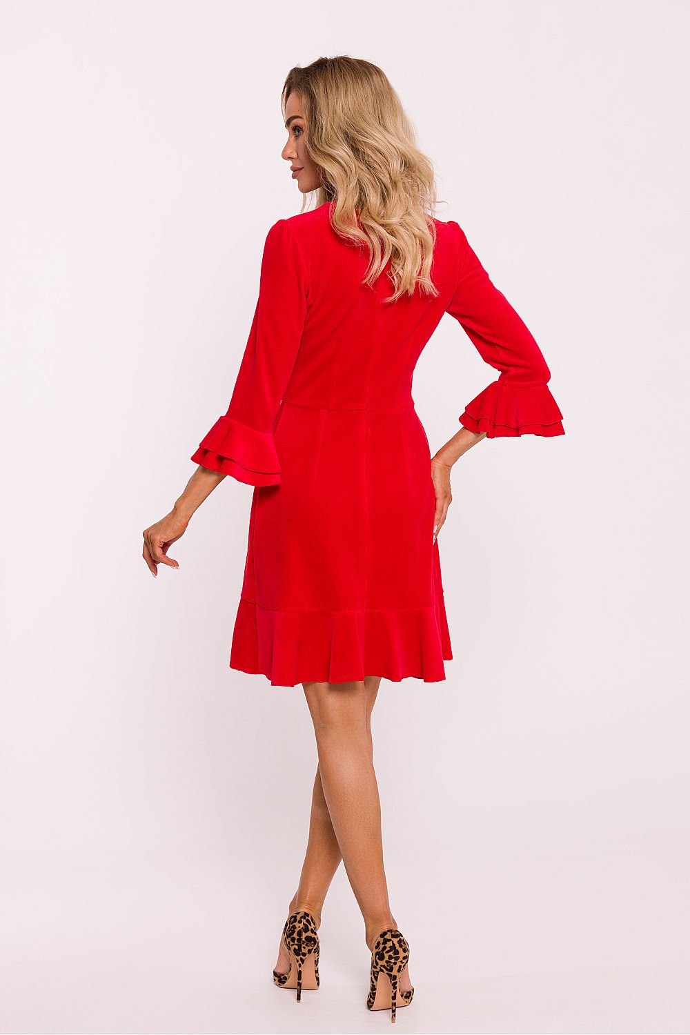 Charming Ruffled Velour Knit Daydress Moe