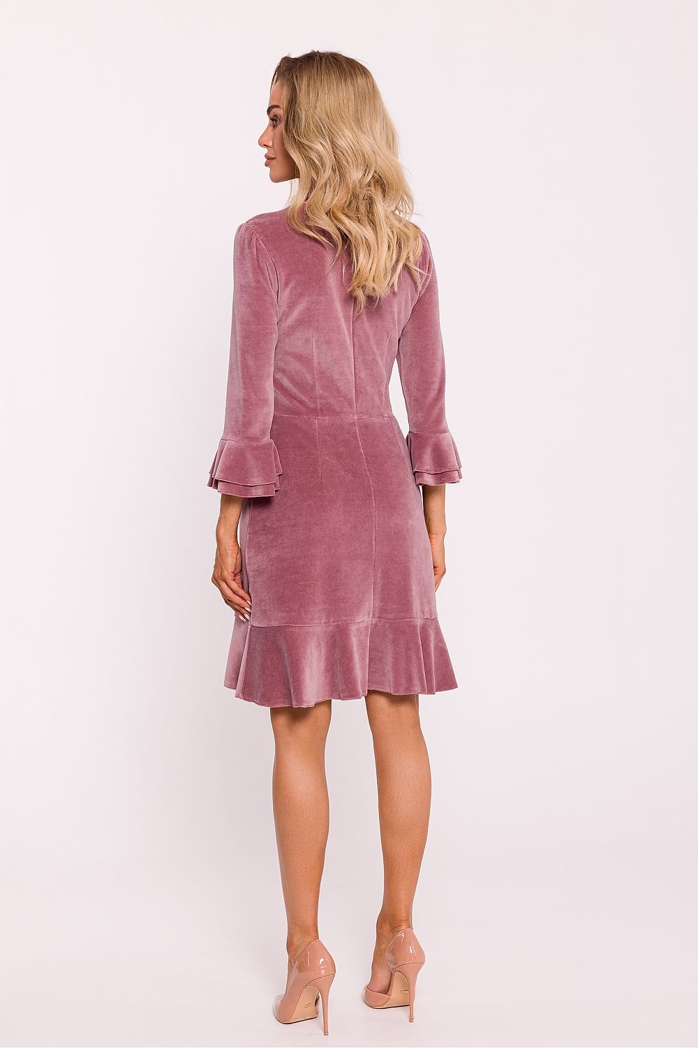 Charming Ruffled Velour Knit Daydress Moe