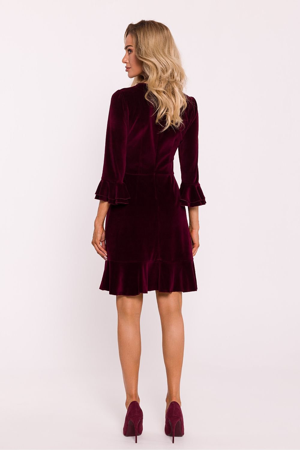 Charming Ruffled Velour Knit Daydress Moe