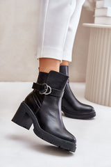 Insulated Heel Boots With Gold Buckle Step In Style