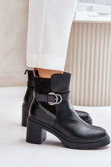 Insulated Heel Boots With Gold Buckle Step In Style