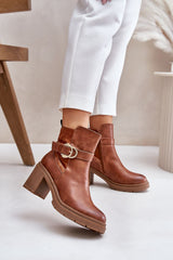 Insulated Heel Boots With Gold Buckle Step In Style