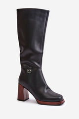 Elegant Knee-High Leather Heel Boots Step In Style