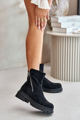 Ecological Suede Flat Heel Boots Step In Style