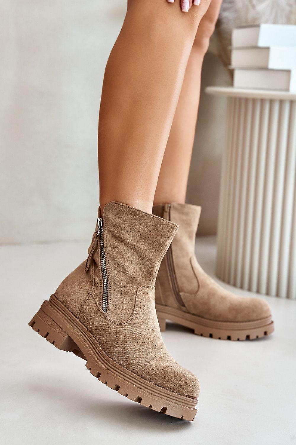 Ecological Suede Flat Heel Boots Step In Style