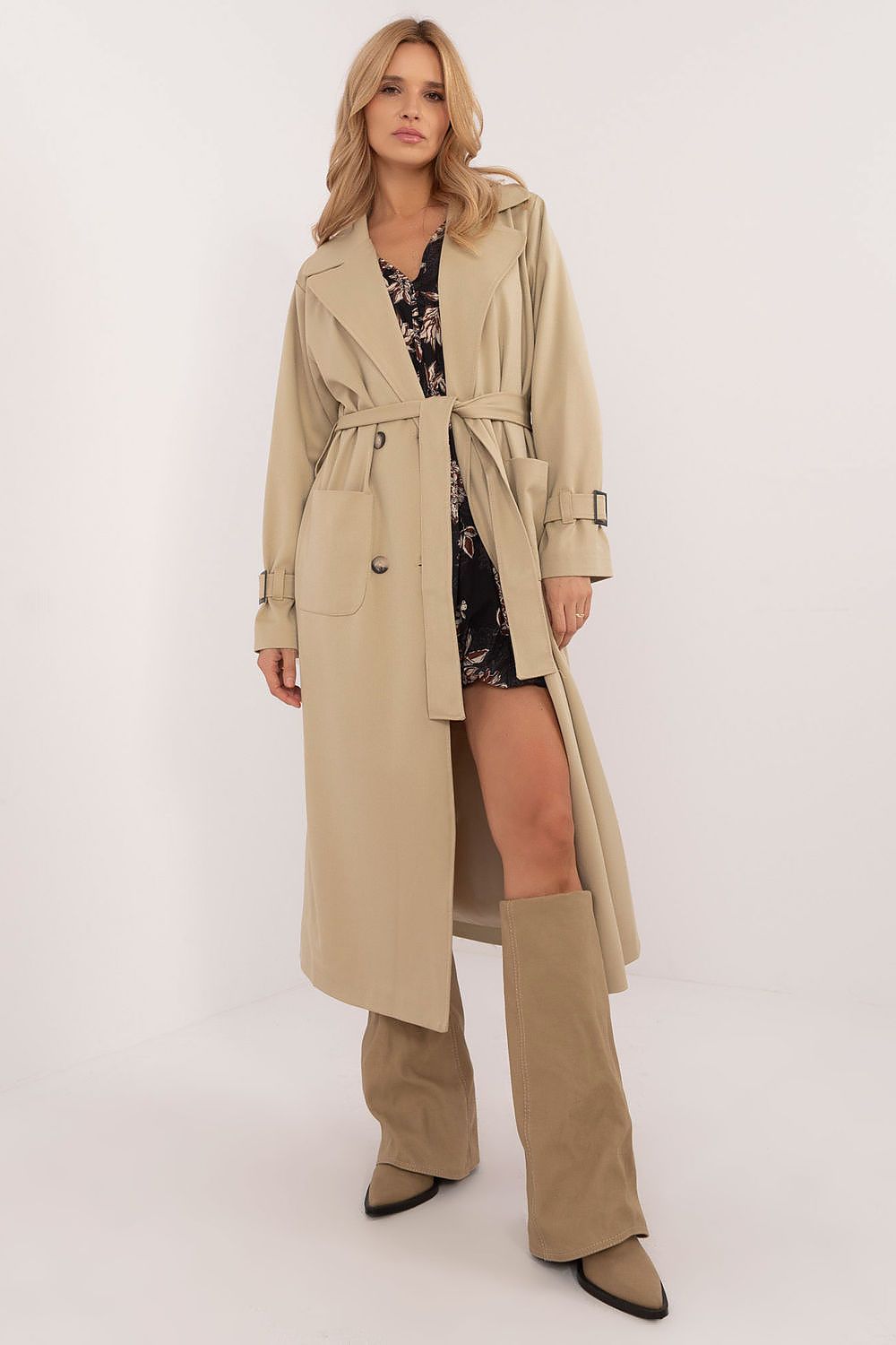 Elegant Double-Breasted Trench Coat Lakerta