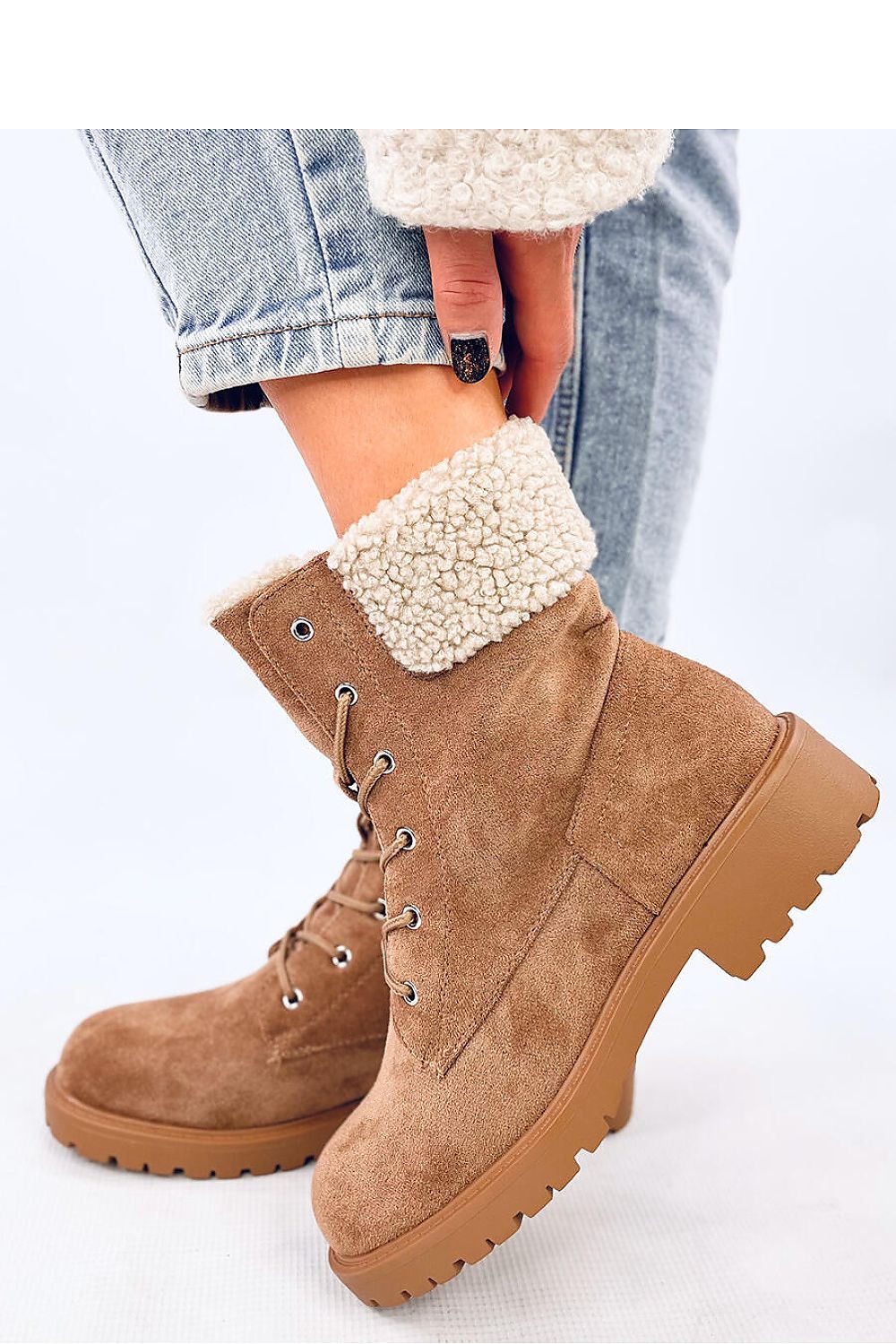 Charming Lace-Up Eco-Suede Boots Inello