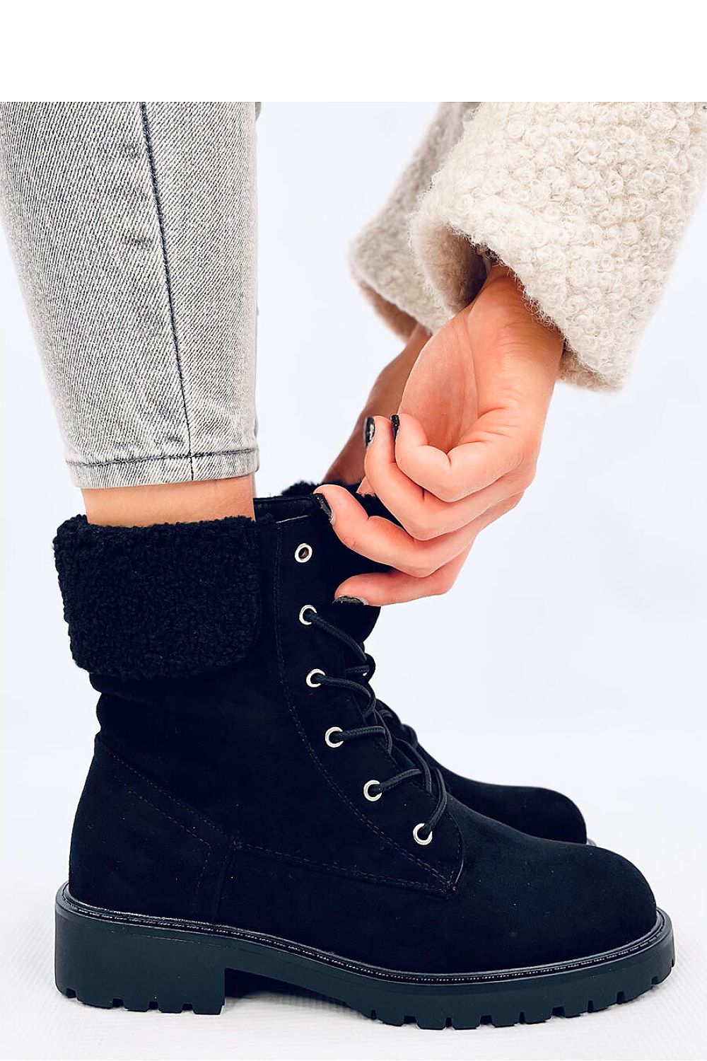 Charming Lace-Up Eco-Suede Boots Inello