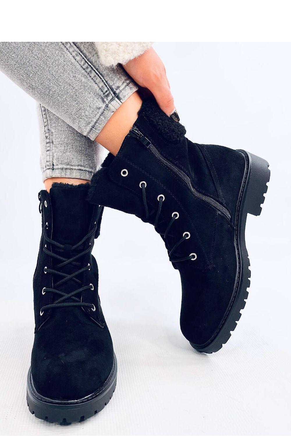 Charming Lace-Up Eco-Suede Boots Inello