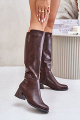 Warm Artificial Leather Heel Boots Step In Style