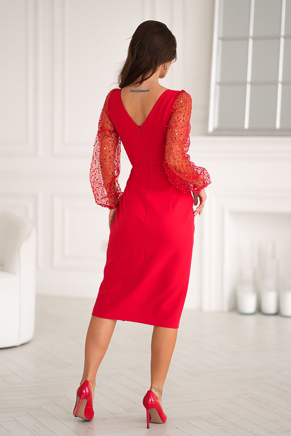 Charming Draped Evening Dress Bicotone