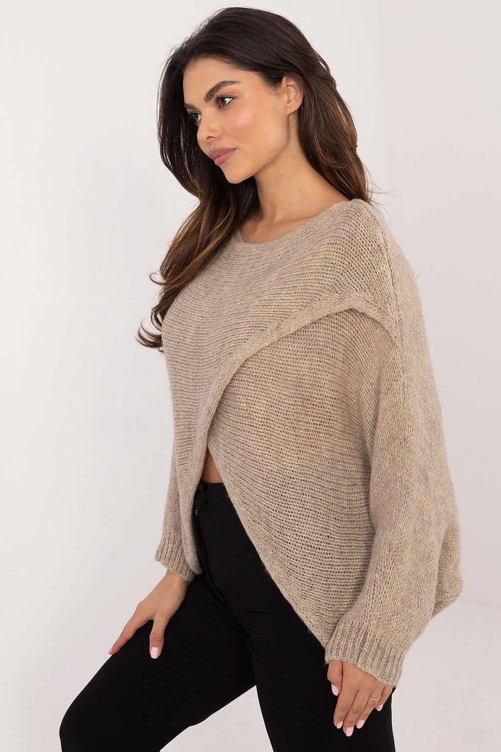 Cozy Overlapping Front Sweater Och Bella