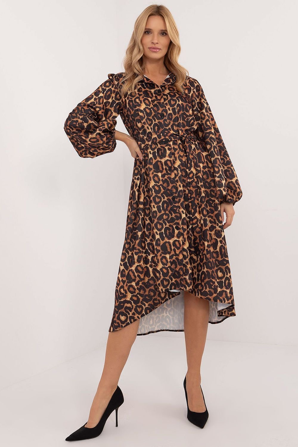 Elegant Asymmetrical Midi Shirt Dress Lakerta