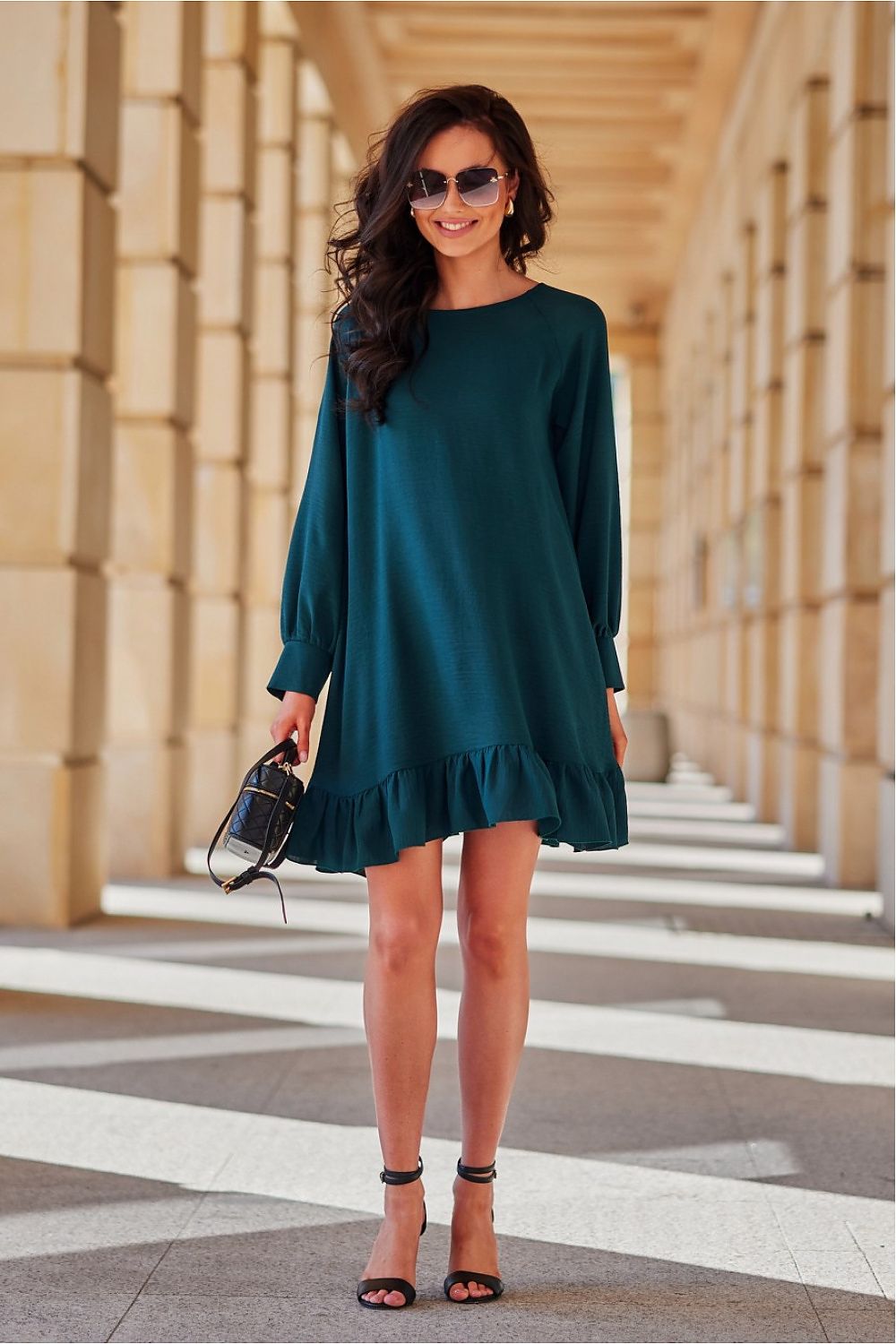 Charming Ruffle Long Sleeve Dress Roco Fashion