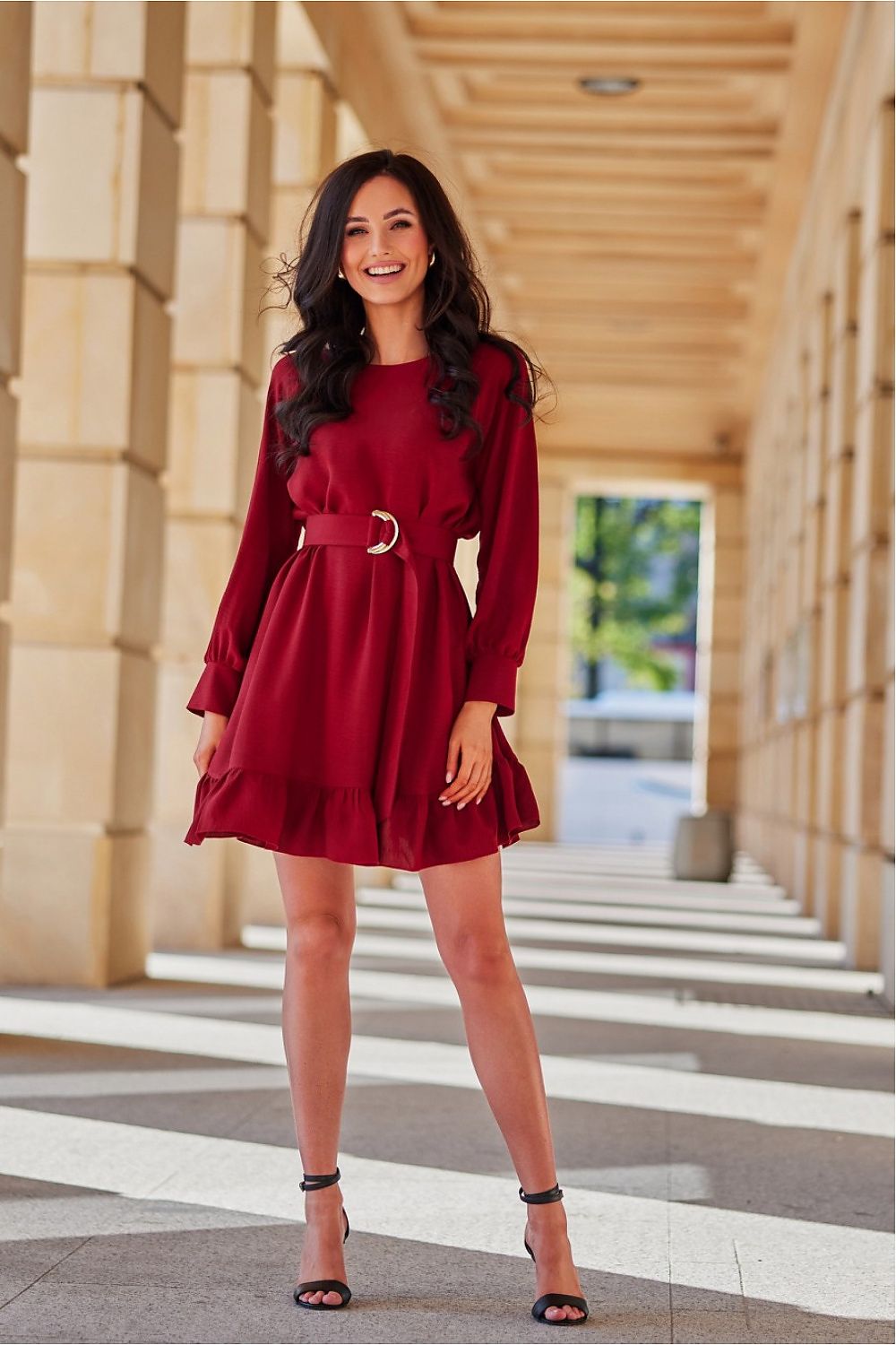 Charming Ruffle Long Sleeve Dress Roco Fashion