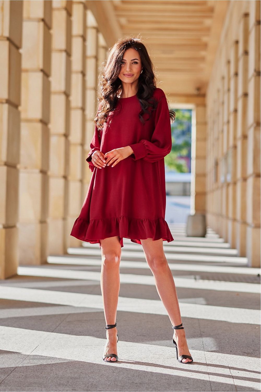 Charming Ruffle Long Sleeve Dress Roco Fashion